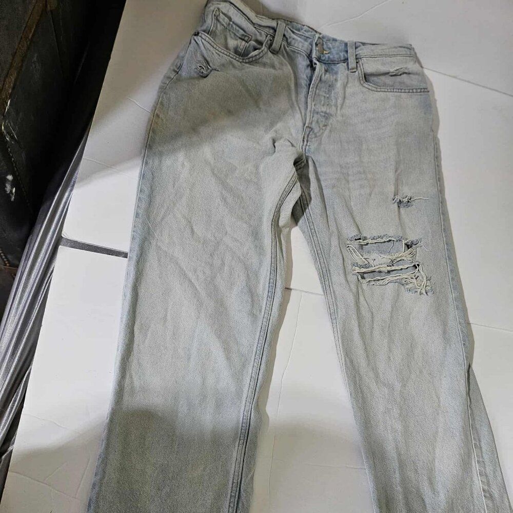 &Denim by H&M 90s Boyfriend Jeans Women's Light Wash Distressed Button Fly Size - Picture 2 of 9